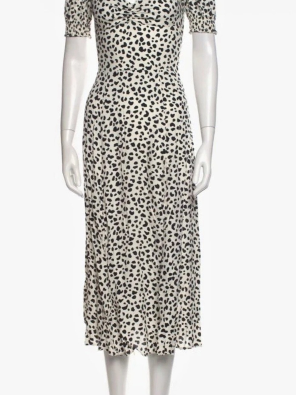 Reformation Gavin Dress Animal Print Midi Dress in Cream & Black